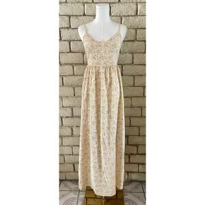Camellia Floral Maxi Dress - Cream/Yellow Summer Dress Cottagecore Size Small